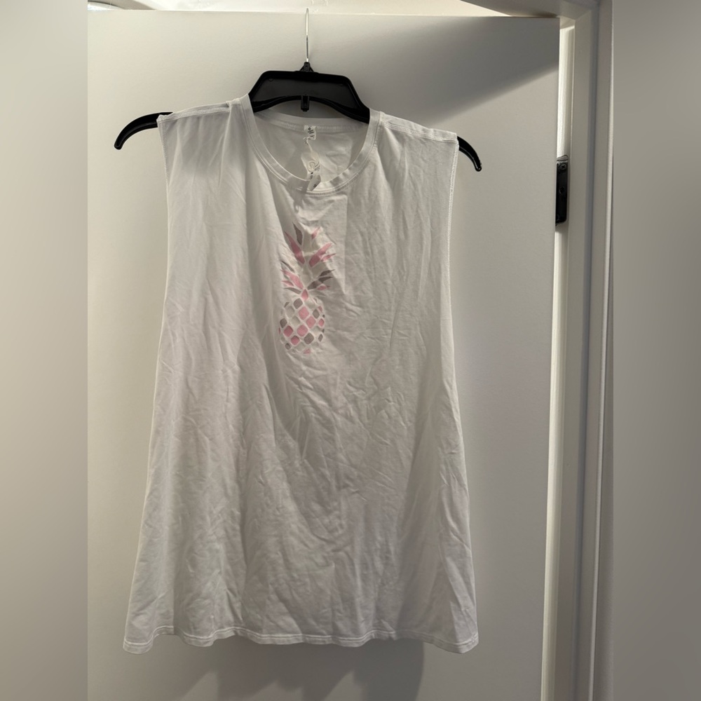 Lululemon size 10 new without tags white pineapple out tank muscle t